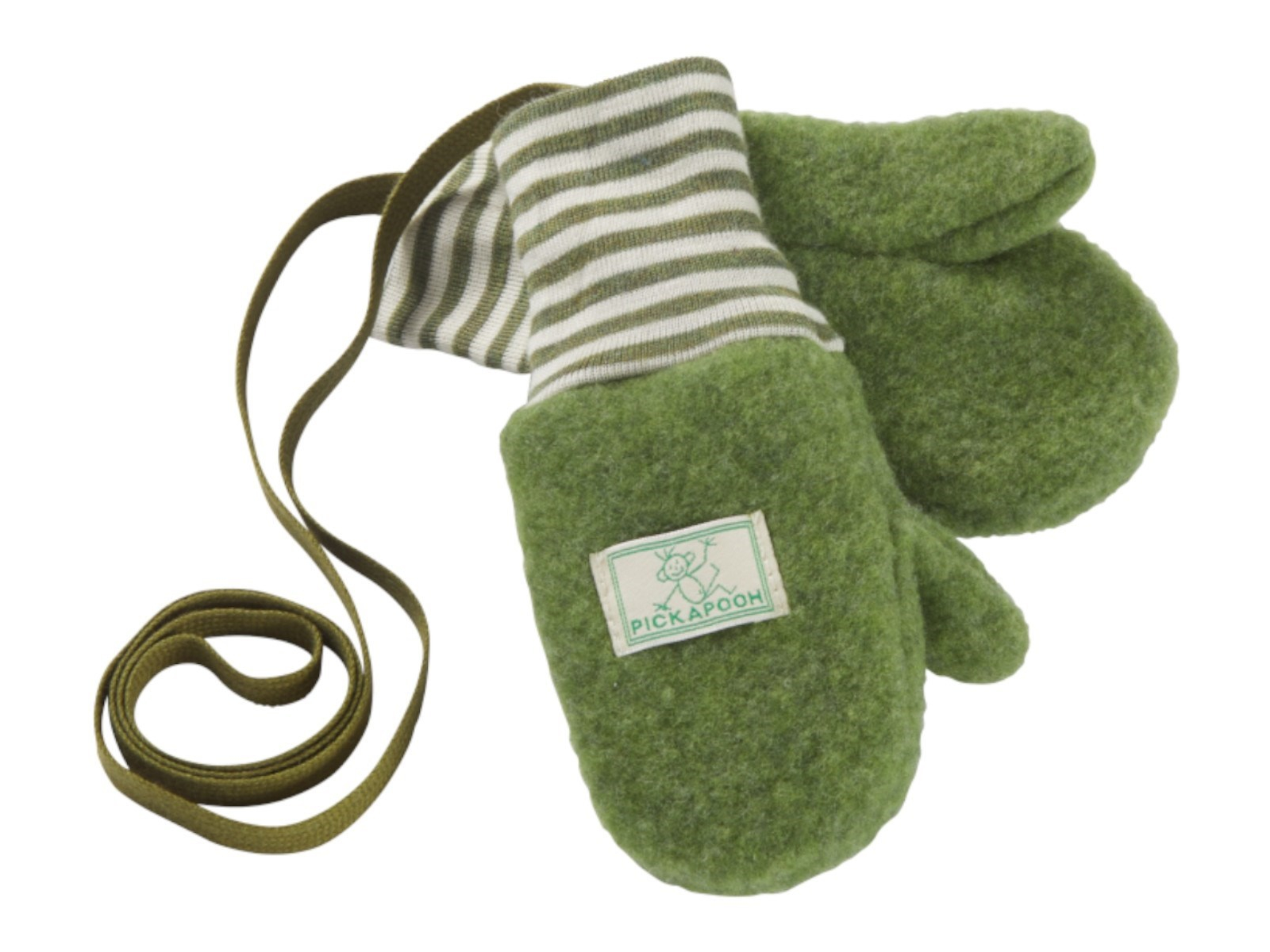 Pickapooh Baby und Kinder Fäustlinge Bio-Merinowolle Fleece moos Gr. 2 (bis 2 Jahre)