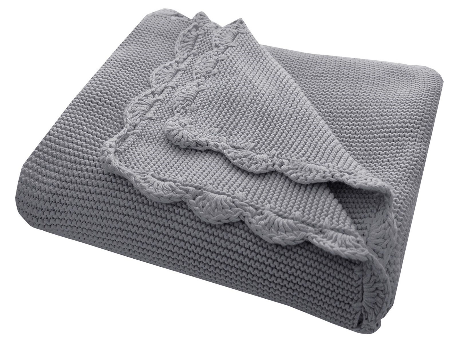 Babydecke Bio-Baumwolle mit Muschelkante, graphit Maße 80 x 100 cm