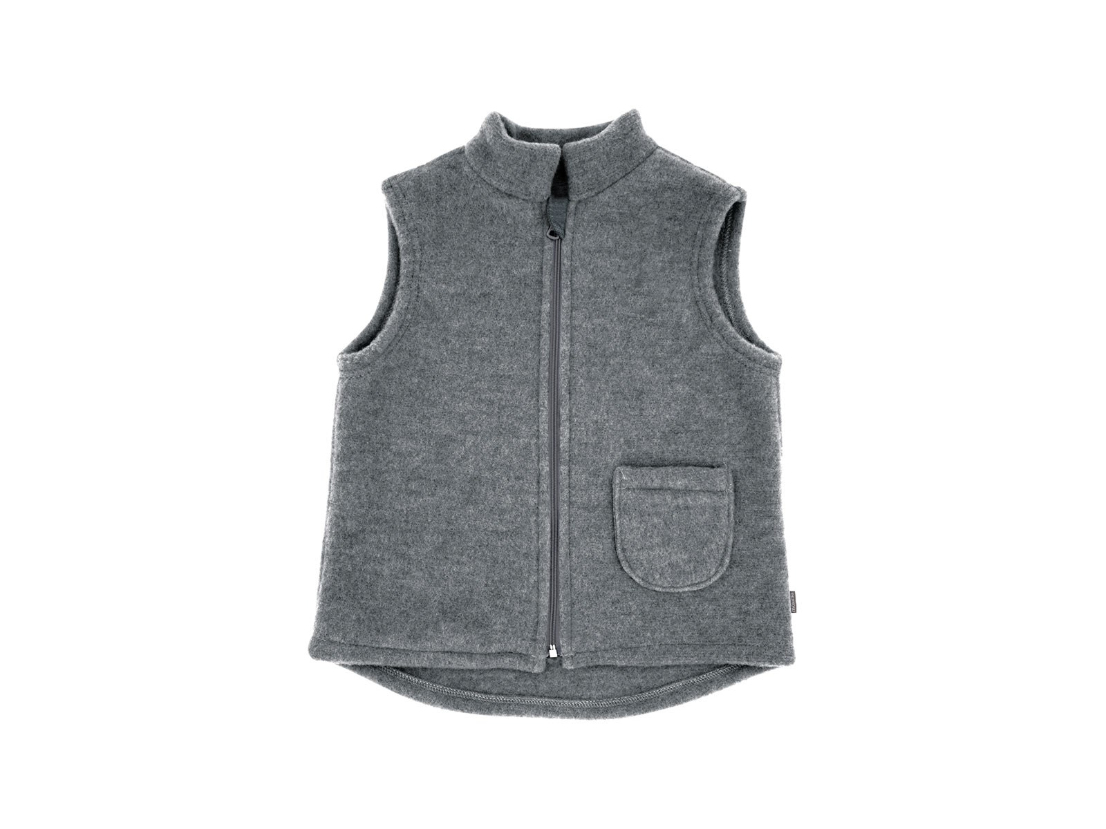 Kinder Weste Bio-Schurwolle Fleece mittelgrau-meliert Gr. 86/92