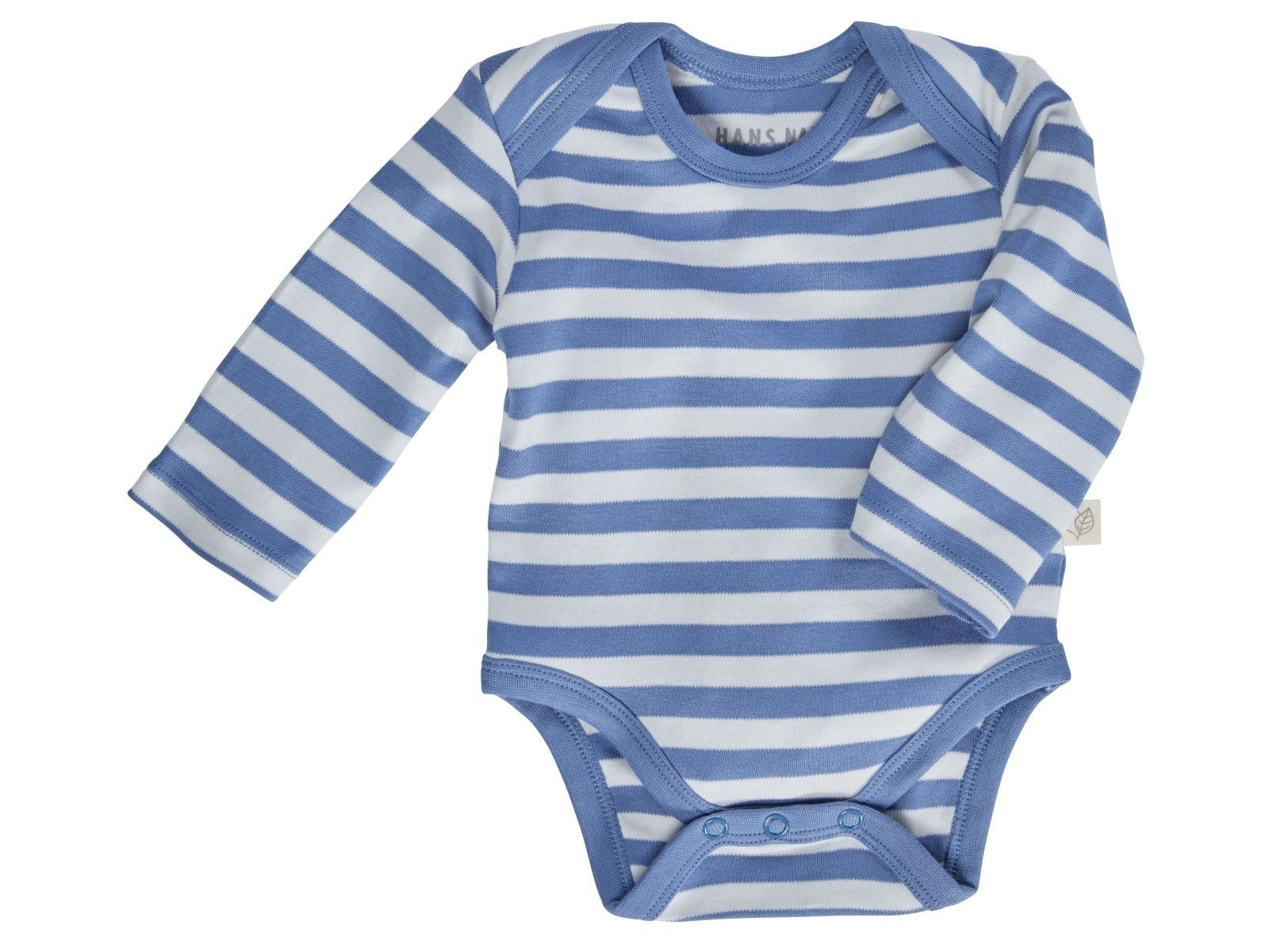 Baby Langarmbody Bio-Baumwolle blau-off white Gr.74/80