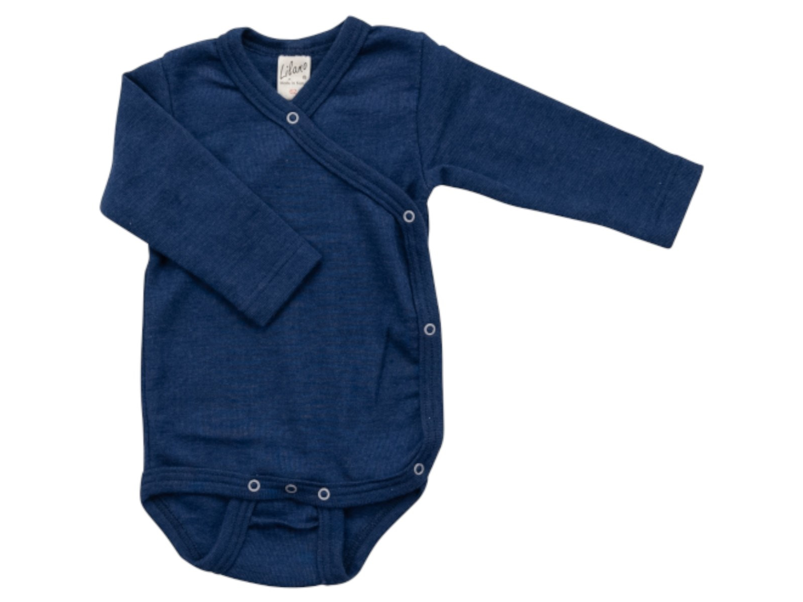Lilano Baby Wickelbody Langarm Wolle Seide blau Gr.62