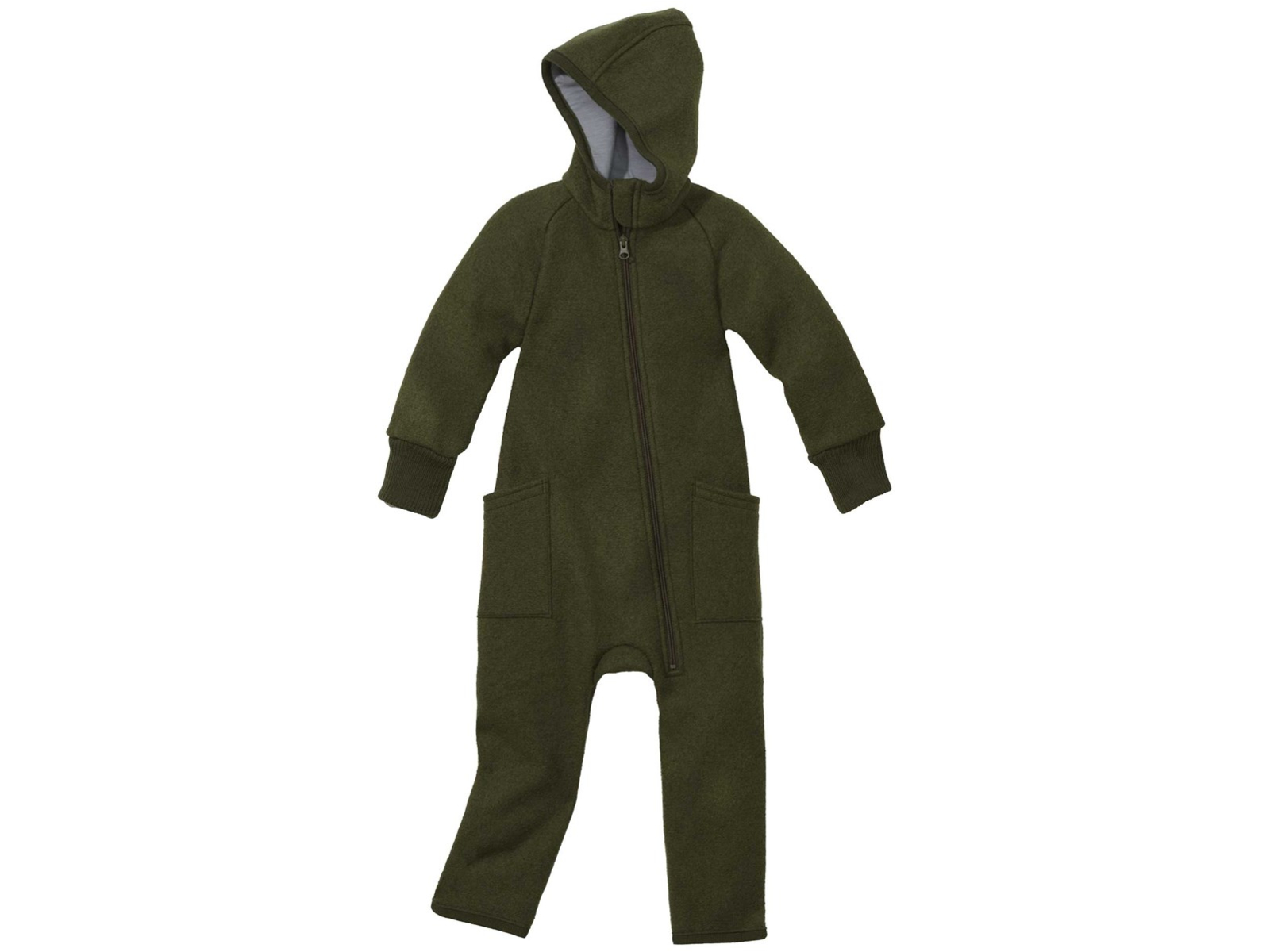 Disana Baby Walk-Overall mit Zipper Bio-Merinowolle oliv Gr.86/92