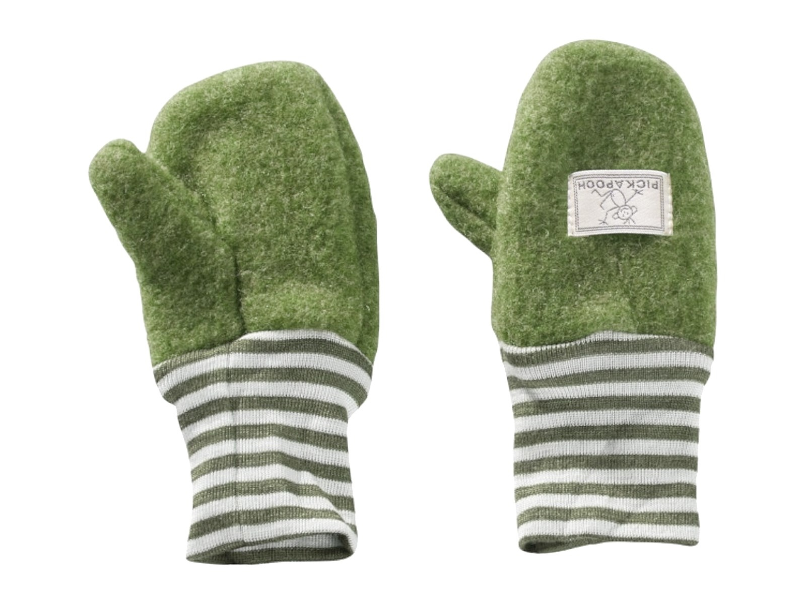 Pickapooh Kinder Fäustlinge Bio-Merinowolle Fleece moos Gr. 3 (2 bis 4 Jahre)