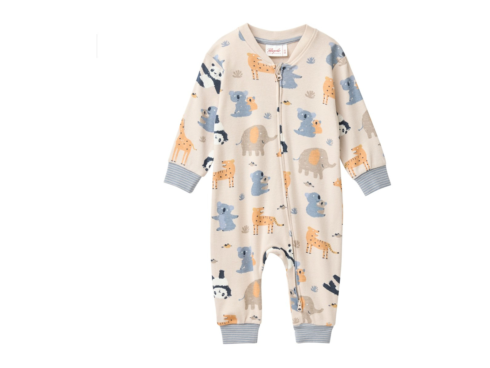 People Wear Organic Langarm-Overall Zoo sand 86/92