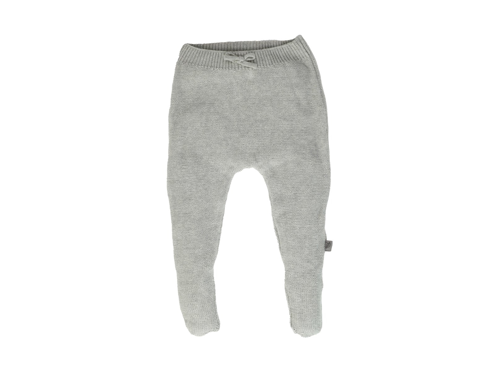 Baby Hose mit Füßchen Baumwolle Strick hellgrau melange Gr.74/80