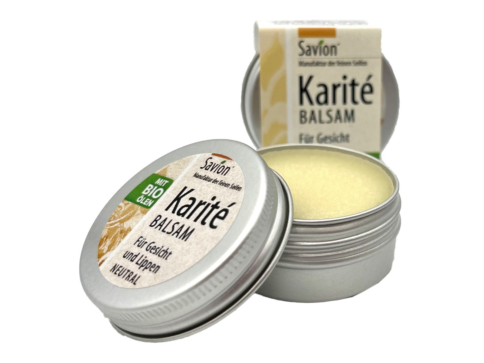 Karite Lippen- und Gesichtsbalsam in Metalldose, neutral Inhalt 14 g