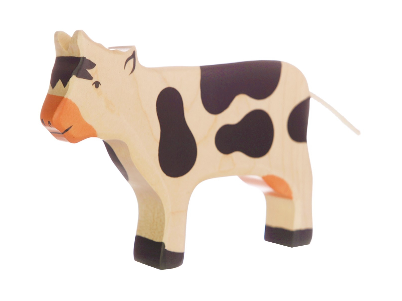 Holztiger Holzfigur "Kuh, stehend" Auf dem Bauernhof Maße 17,5 x 2,8 x 11 cm