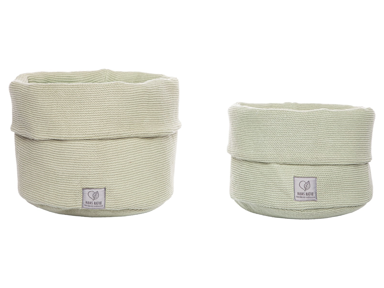 Aufbewahrungskorb, Bio-Baumwolle, Strick 2er Set mint Maße 20 x 15 cm und 25 x 18 cm