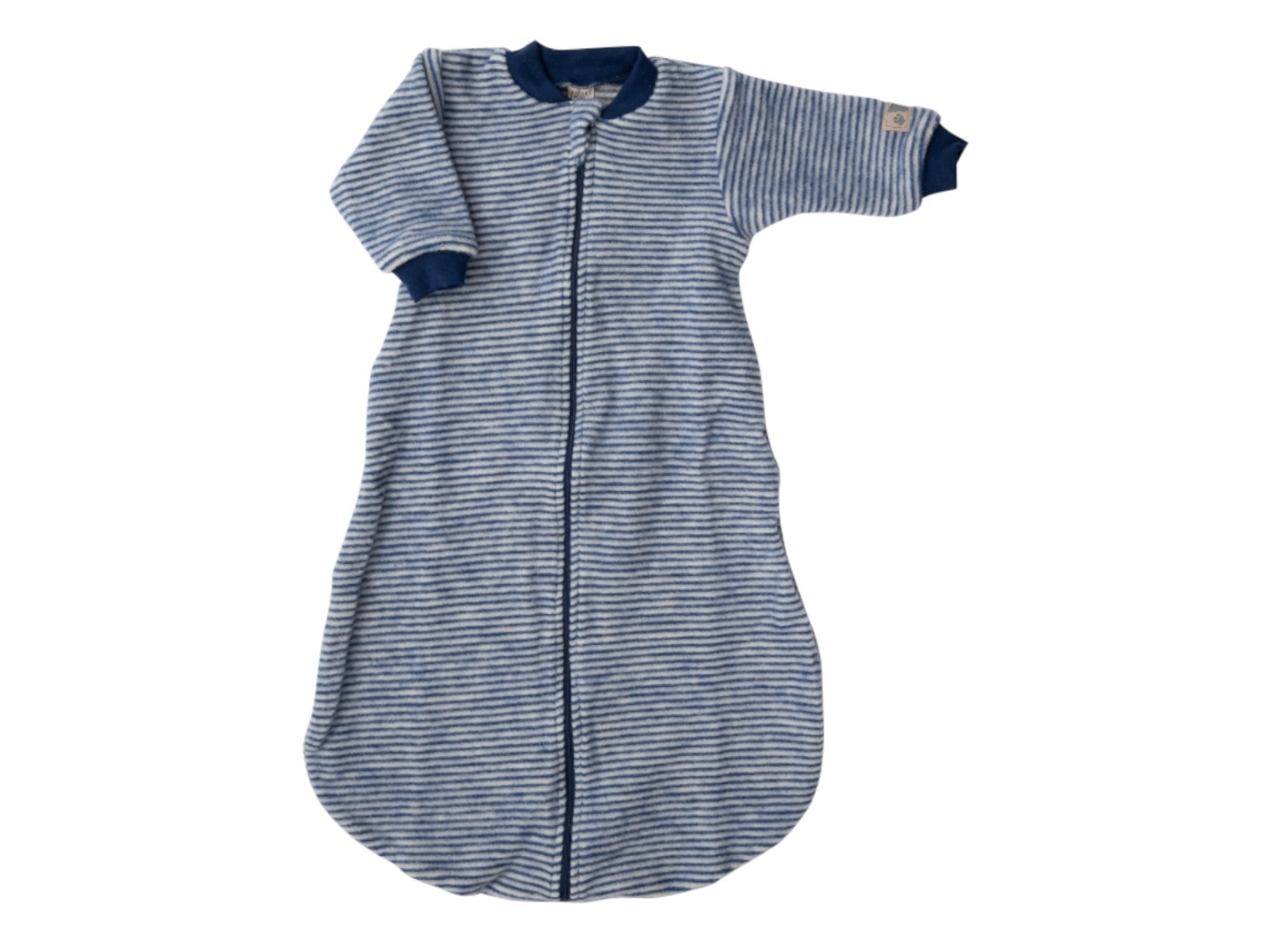 Lilano Schlafsack Baby langer Arm Bio-Merinowolle marine-geringelt Gr.62/68