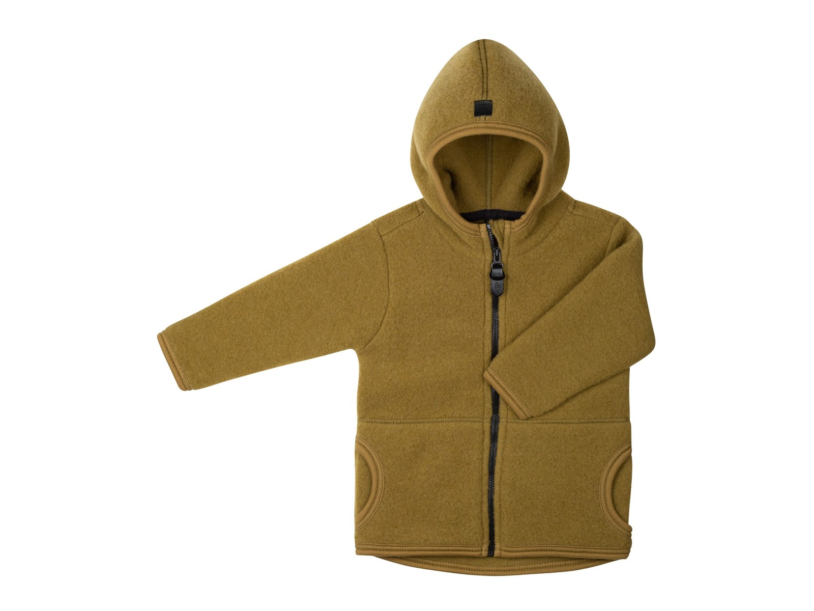 PURE PURE by Bauer Baby und Kinder Jacke mit Kapuze Bio-Merinowolle Fleece schilf Gr.122/128