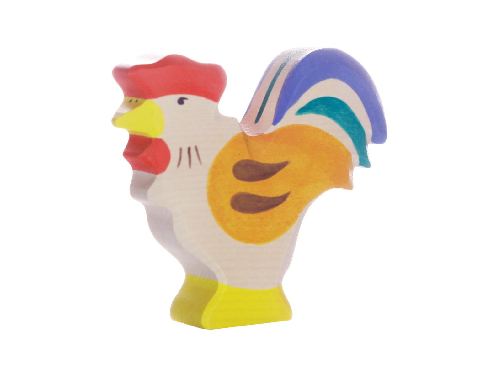 Holztiger Holzfigur "Hahn" Auf dem Bauernhof Maße 8,5 x 1,9 x 7,5 cm