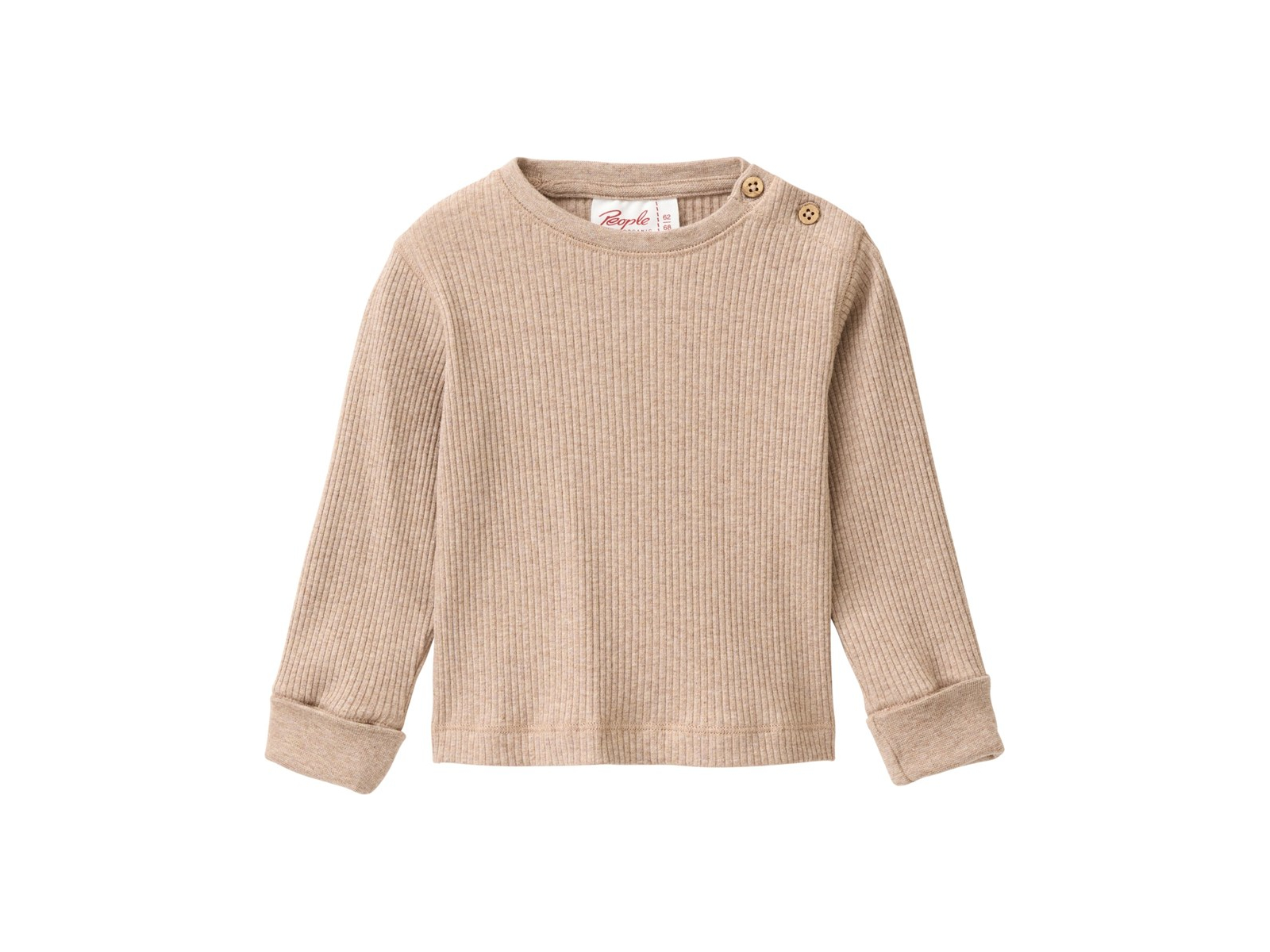 People Wear Organic Langarm-Shirt rip dunkelsand mélange 86/92