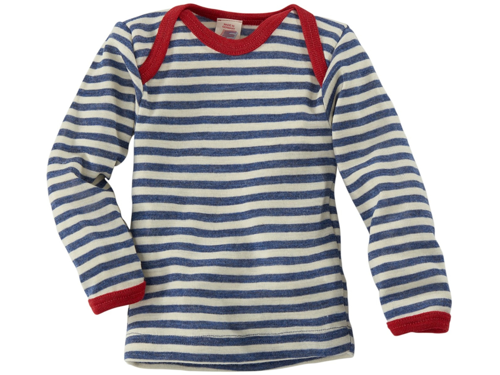Engel Natur Baby Schlupfhemd Langarm Bio-Merinowolle blau-geringelt Gr.86/92
