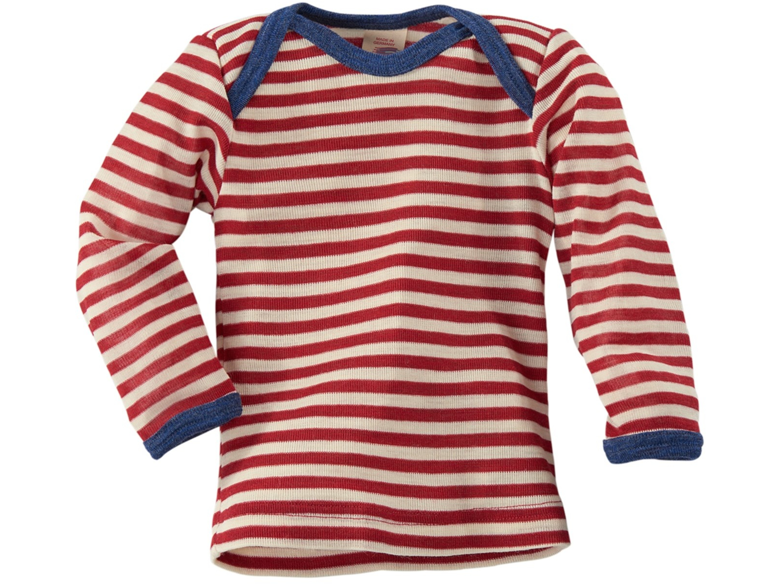 Engel Natur Baby Schlupfhemd Langarm Bio-Merinowolle rot-geringelt Gr.98/104