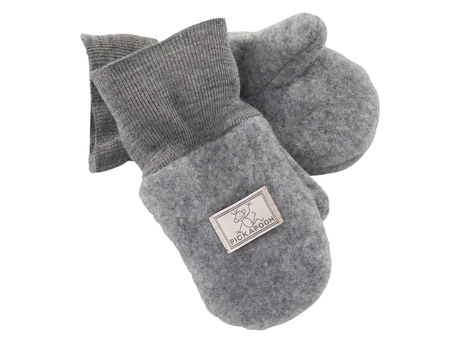 Pickapooh Kinder Fäustlinge Bio-Schurwolle Fleece dunkelgrau Gr.3 (2 bis 4 Jahre)