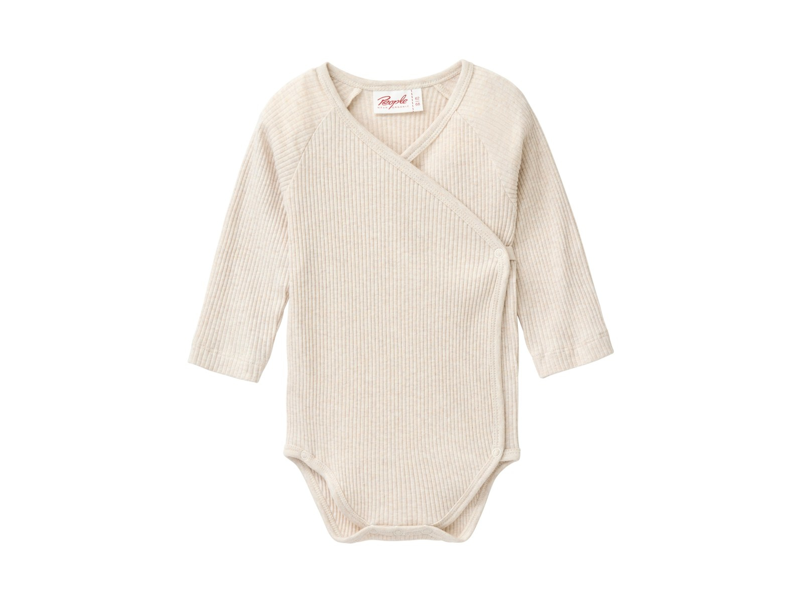 People Wear Organic Langarm-Wickelbody kitt mélange 86/92