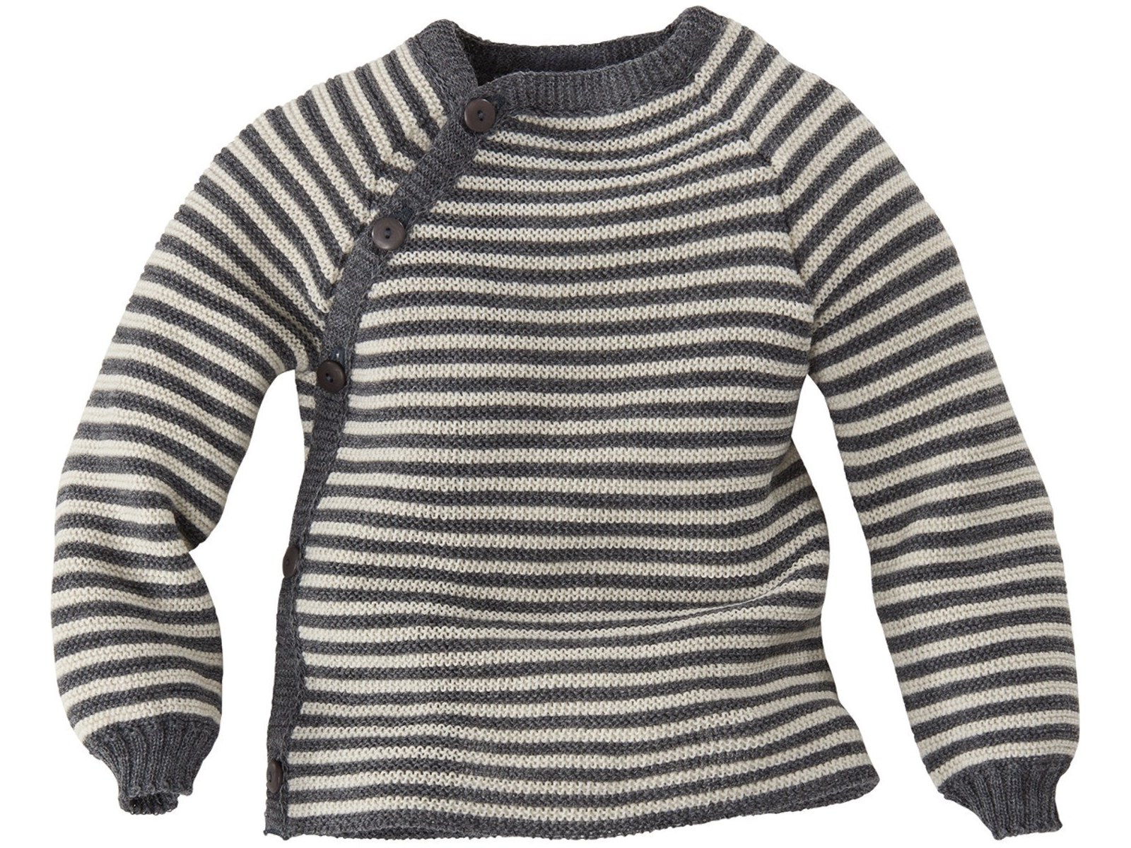 Baby Jacke Schlüttli Bio-Merinowolle grau-natur Gr.74-80