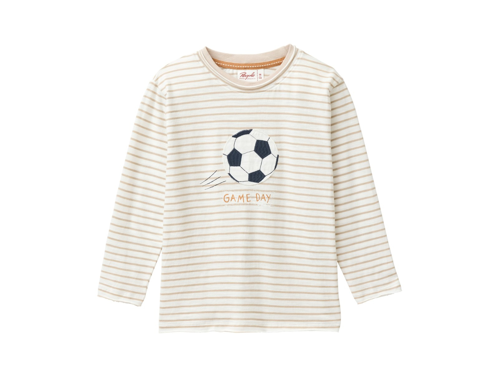 People Wear Organic Langarm-Shirt dunkelsand geringelt 98/104