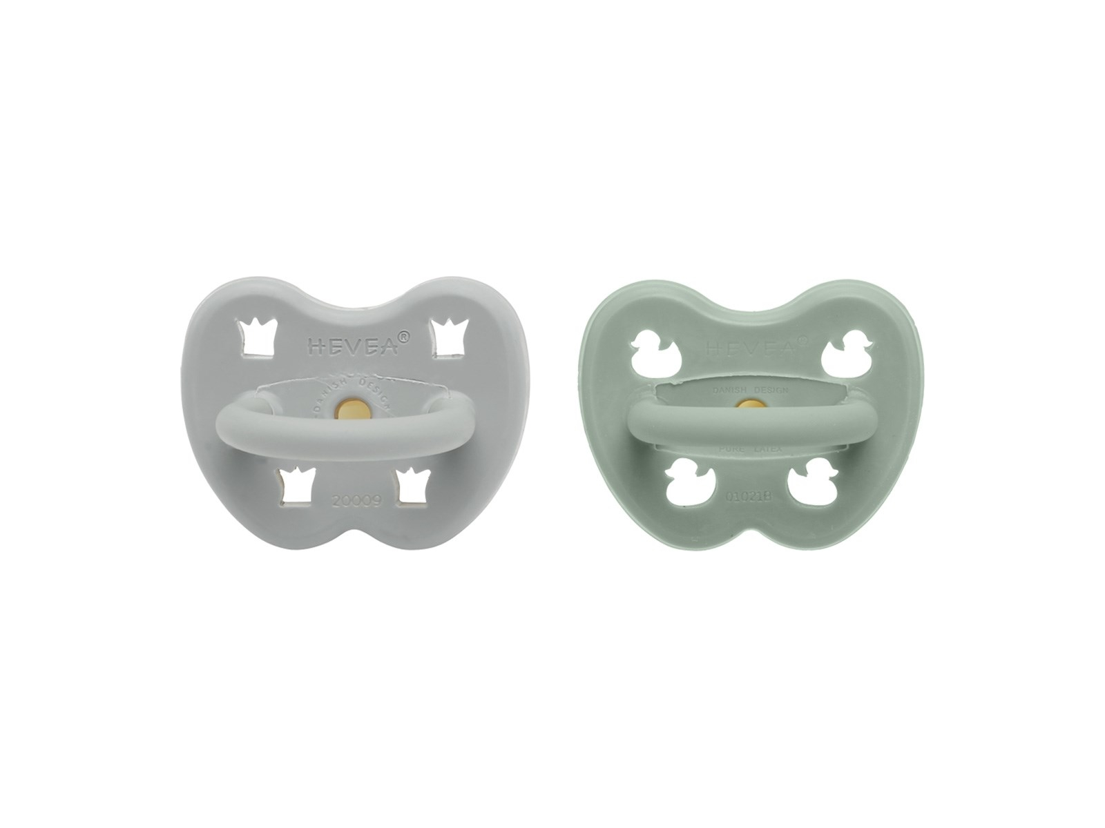 2er-Pack Schnuller Gorgeous Grey & Sage ab 3 Monate, Naturkautschuk, Krone + Ente