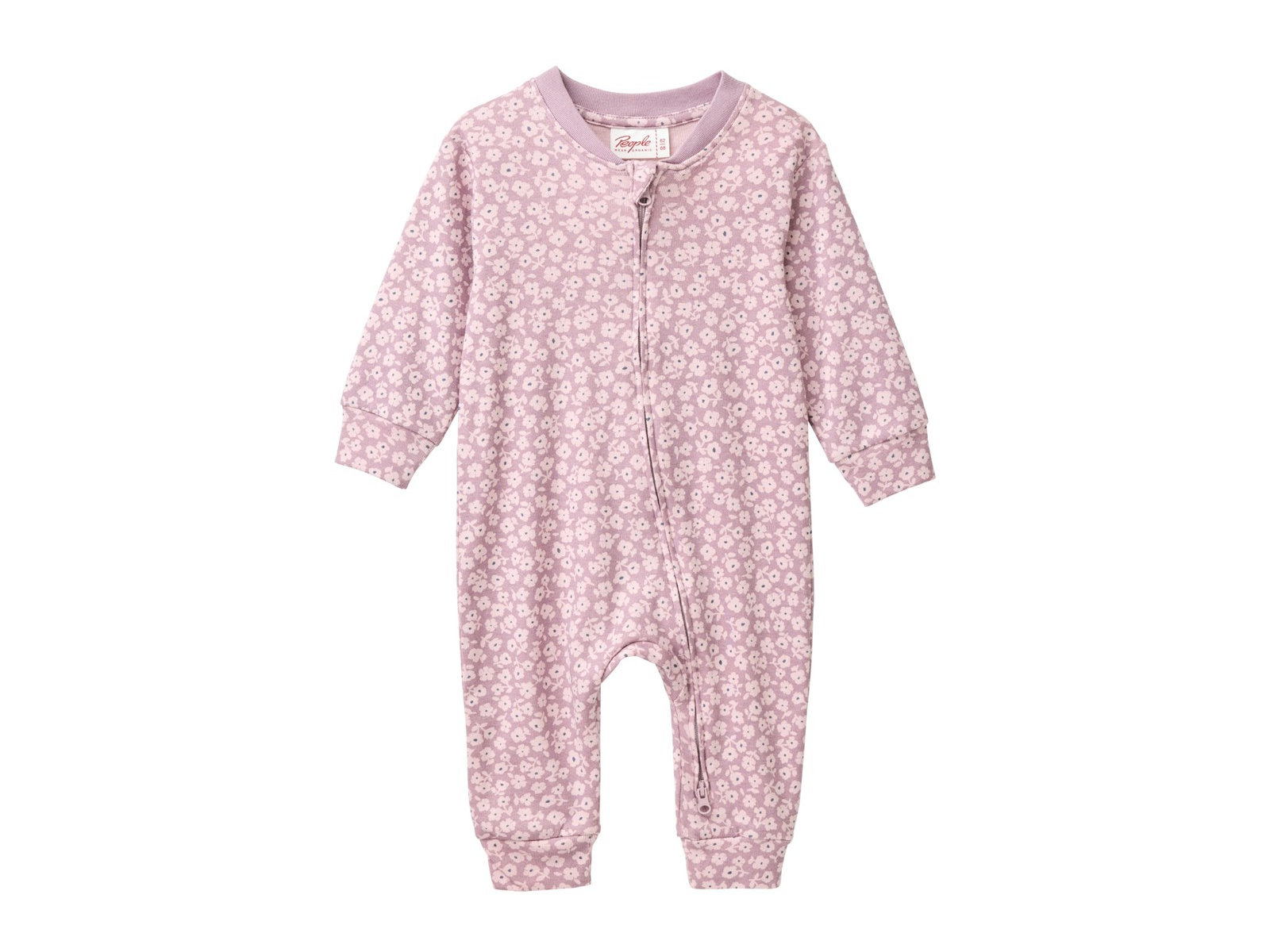 People Wear Organic Langarm-Overall kleine Veilchen dunkelmalve 86/92
