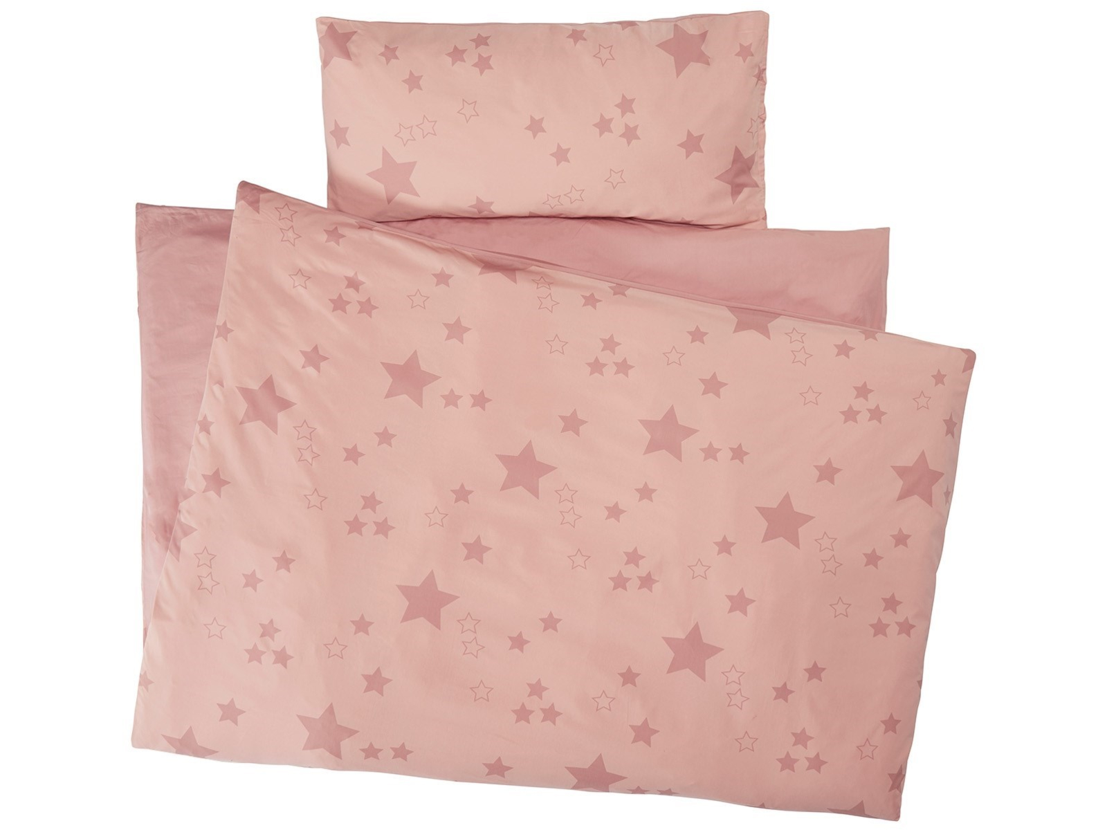 Kinderbettwäsche Bio-Baumwolle Stern Rosa Bettbezug 135 x 200 cm, Kissen 40 x 80 cm