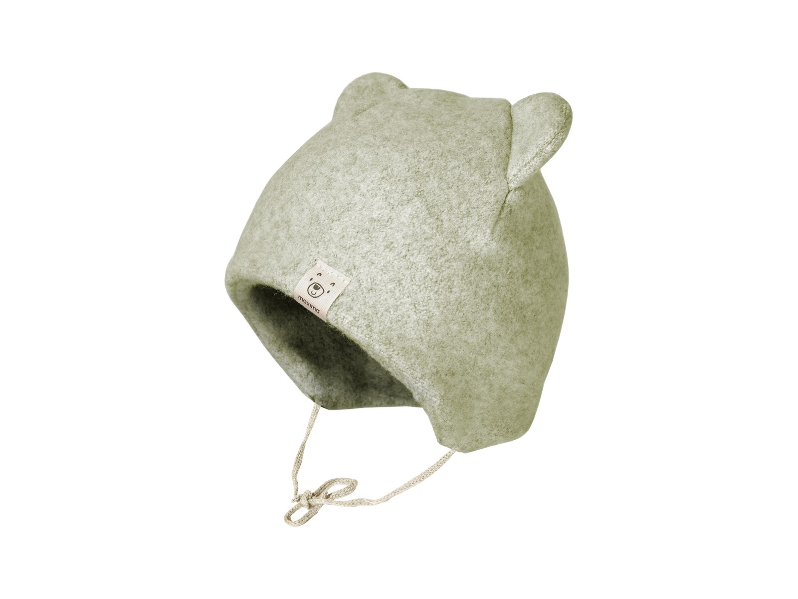 Baby Mütze mit Öhrchen Bio-Baumwolle Fleece mineral-hellbraun-meliert Gr. 45