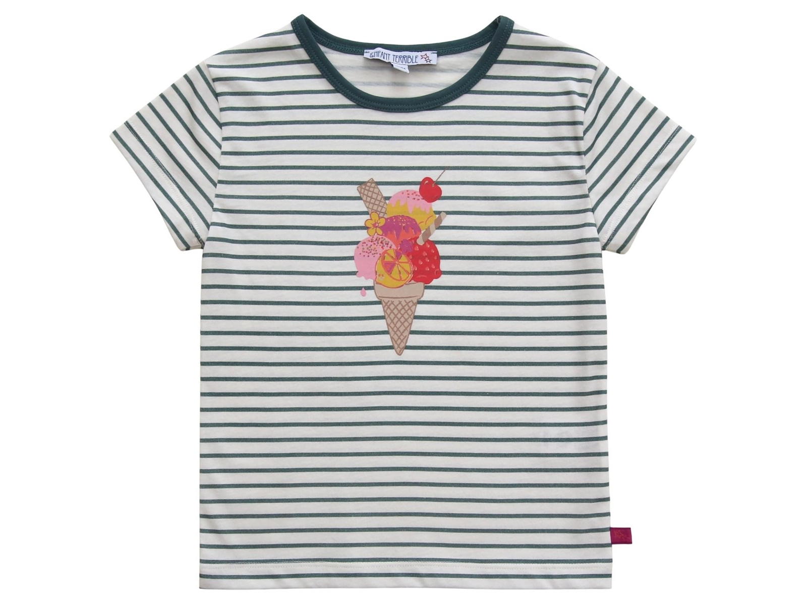 Shirt mit Streifen und Eisdruck white-sea green Gr. 122/128
