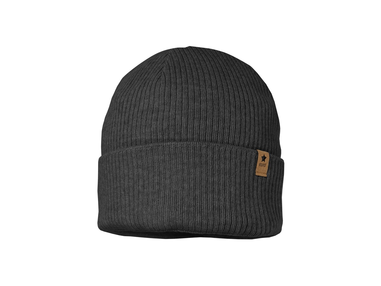 Baby und Kinder Beanie mit Umschlag Bio-Baumwolle Strick carbon Gr. 53