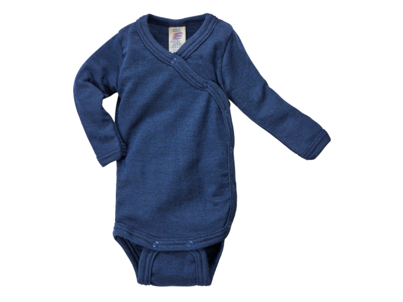 Engel Natur Baby Wickelbody Langarm Wolle Seide marine Gr. 50/56