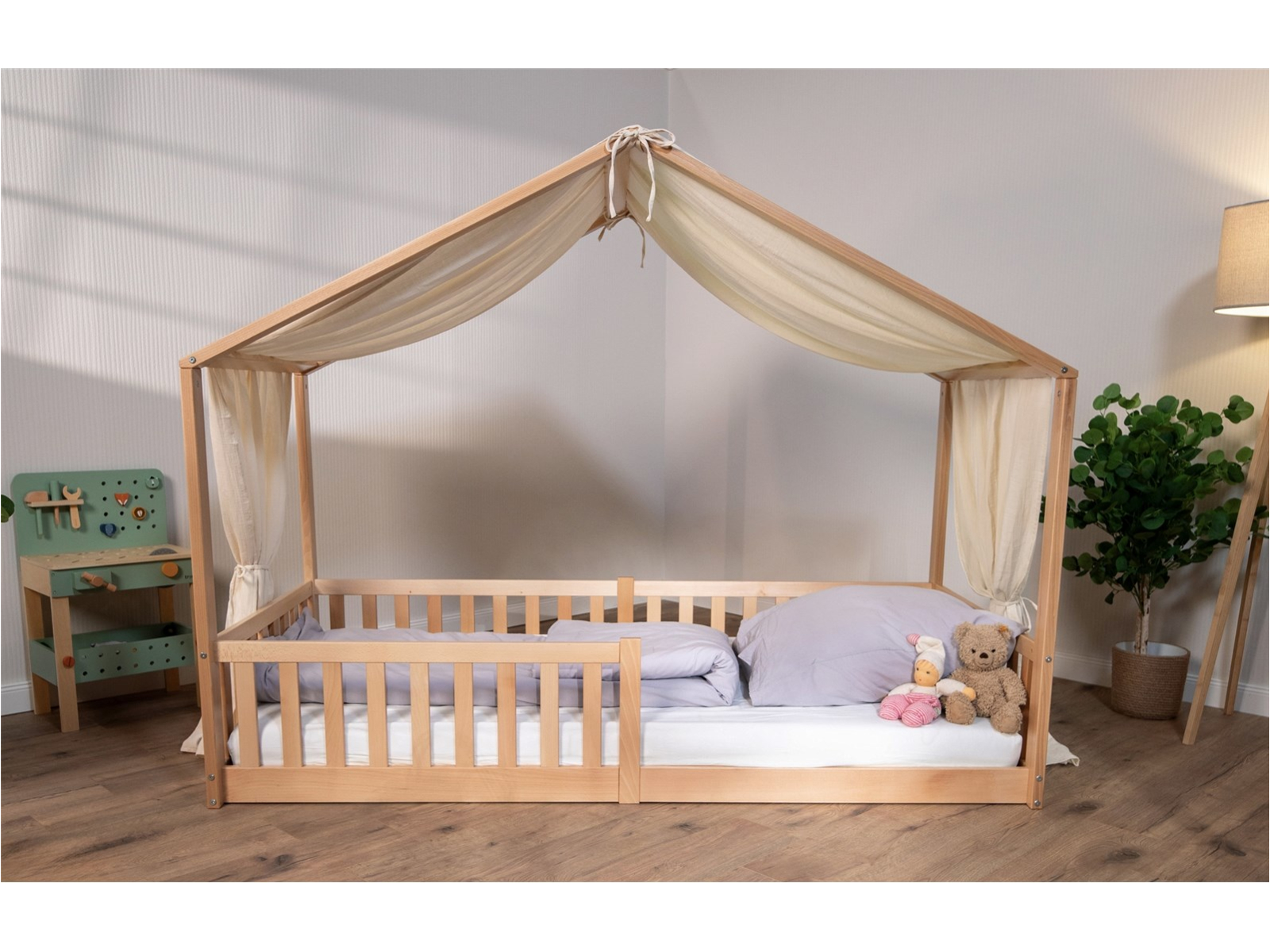Baldachin Musselin für Hausbetten passend zu Bettmaß 90 x 200 cm, creme