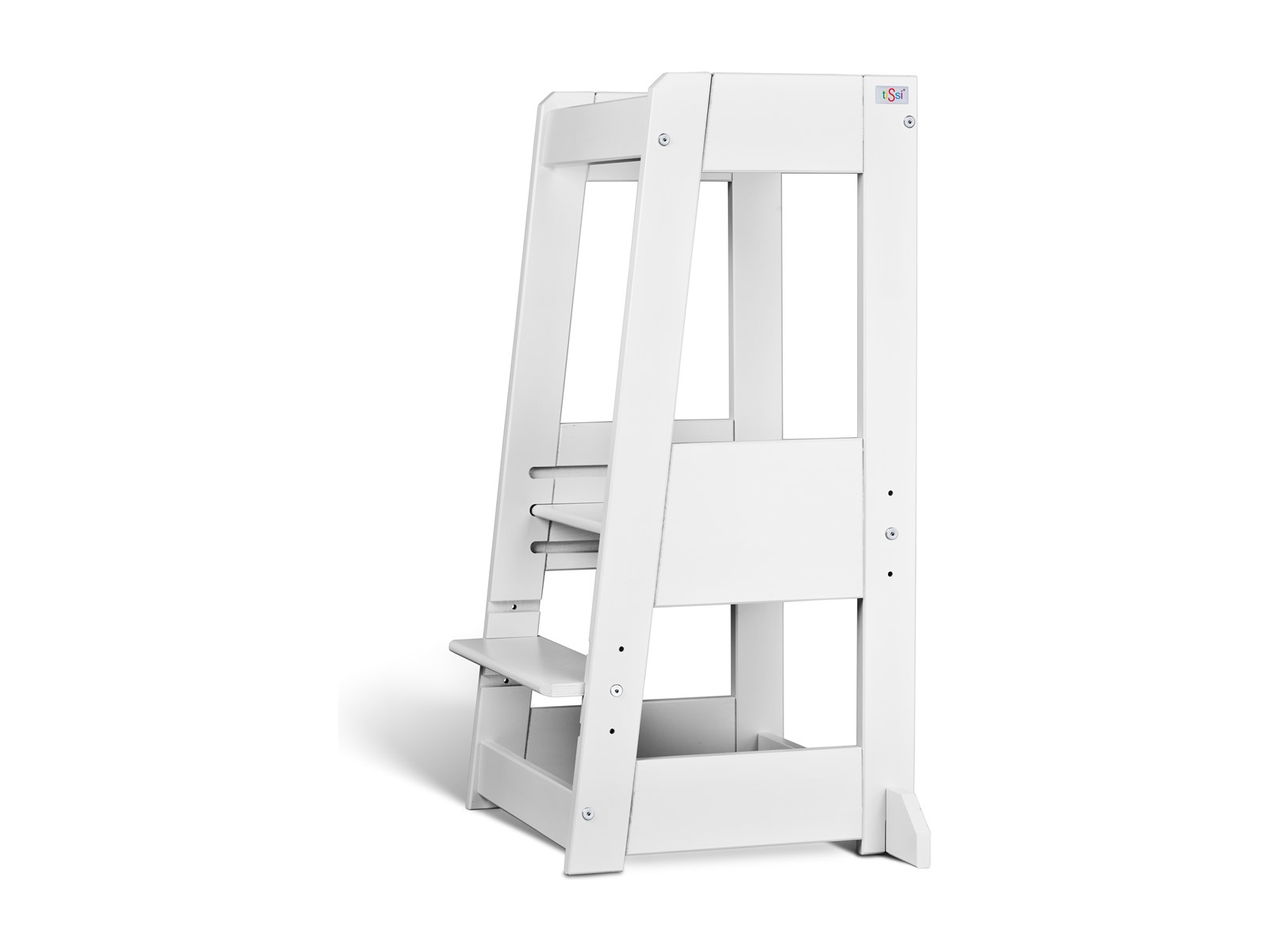 tiSsi® Lernturm Felix – Montessori Lernturm für Kinder, mitwachsend & höhenverstellbar, Entdeckerturm aus Buche, Weiß