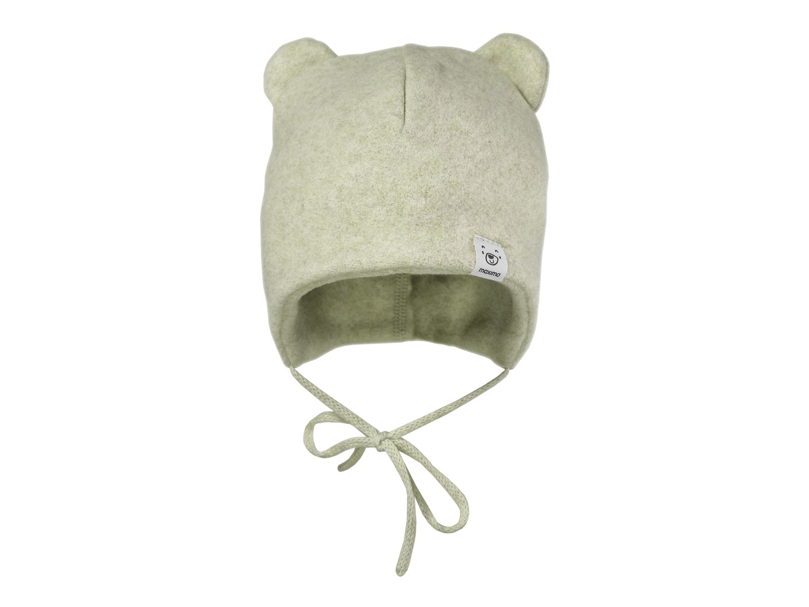 Baby Mütze mit Öhrchen Bio-Baumwolle Fleece mineral-hellbraun-meliert Gr. 43