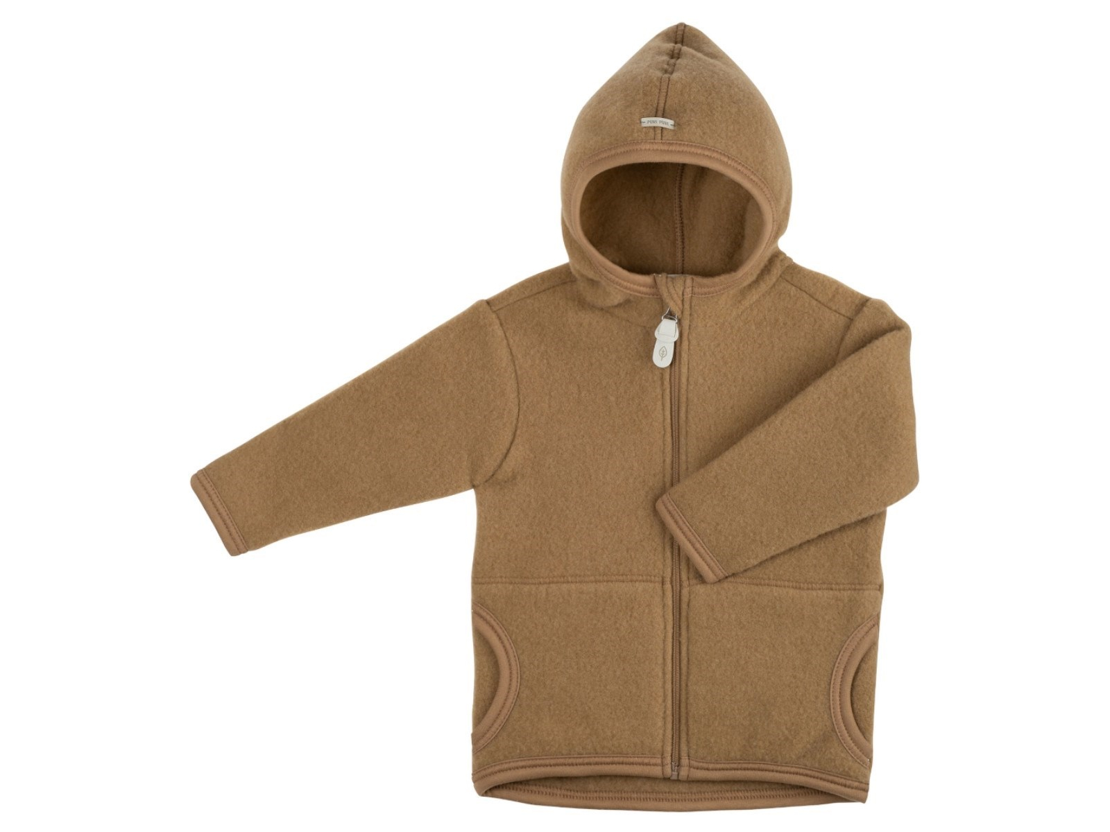 PURE PURE by Bauer Baby und Kinder Jacke mit Kapuze Bio-Merinowolle Fleece ermine Gr.122/128