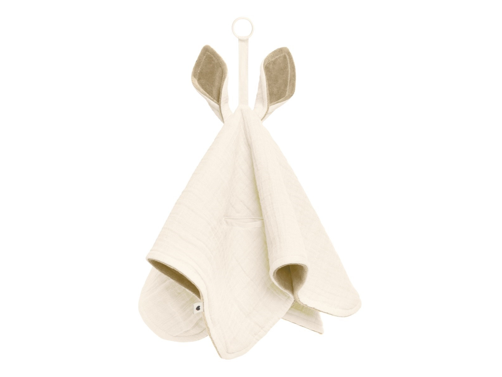 BIBS Kuschelweiches Schnuffeltuch, 3-lagig "Cuddle Kangaroo Desert" ivory Maße 40 x 40 cm