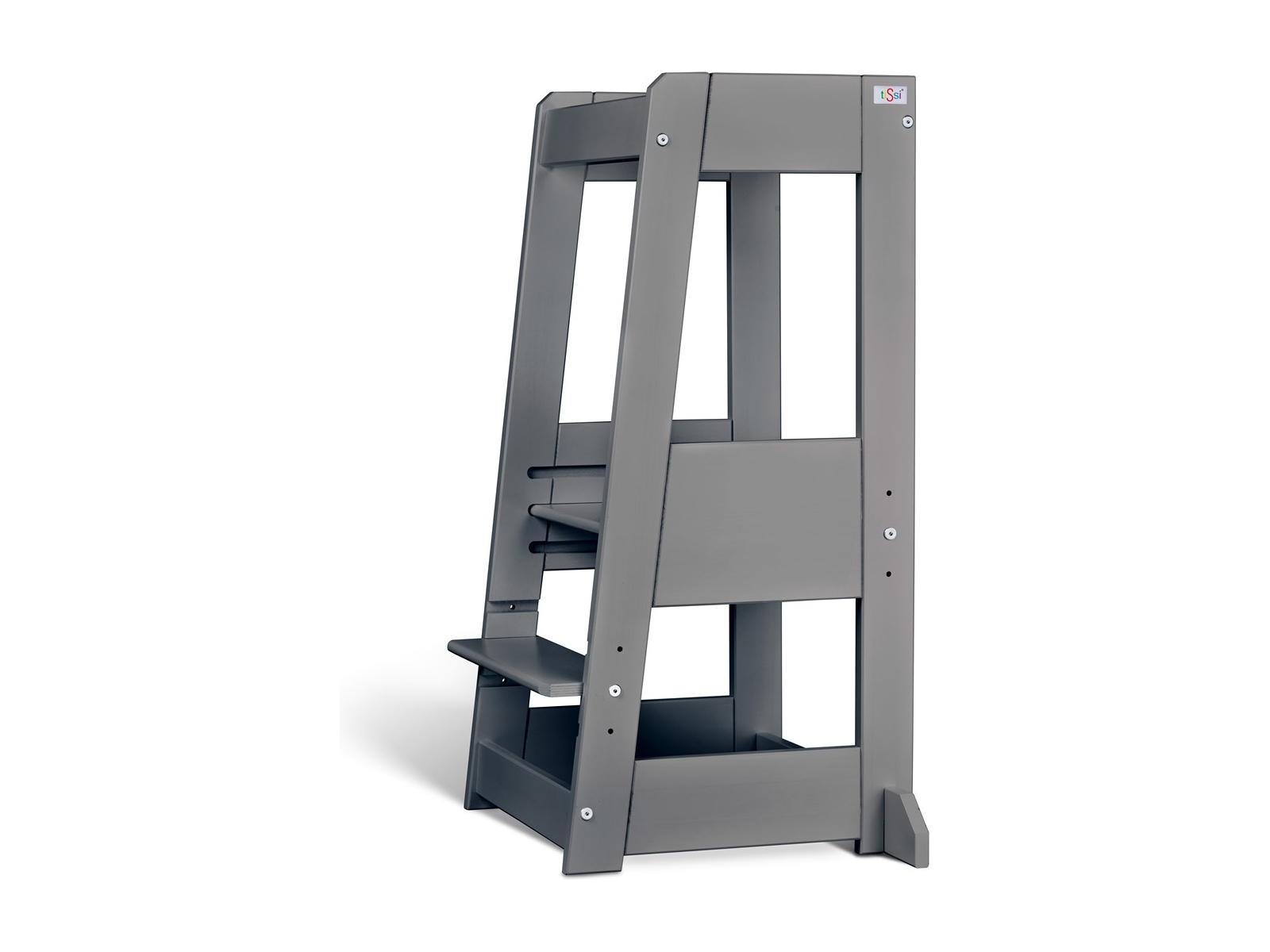 Lernturm Felix mitwachsend, Buche massiv 40 x 91 x 45 cm, grau
