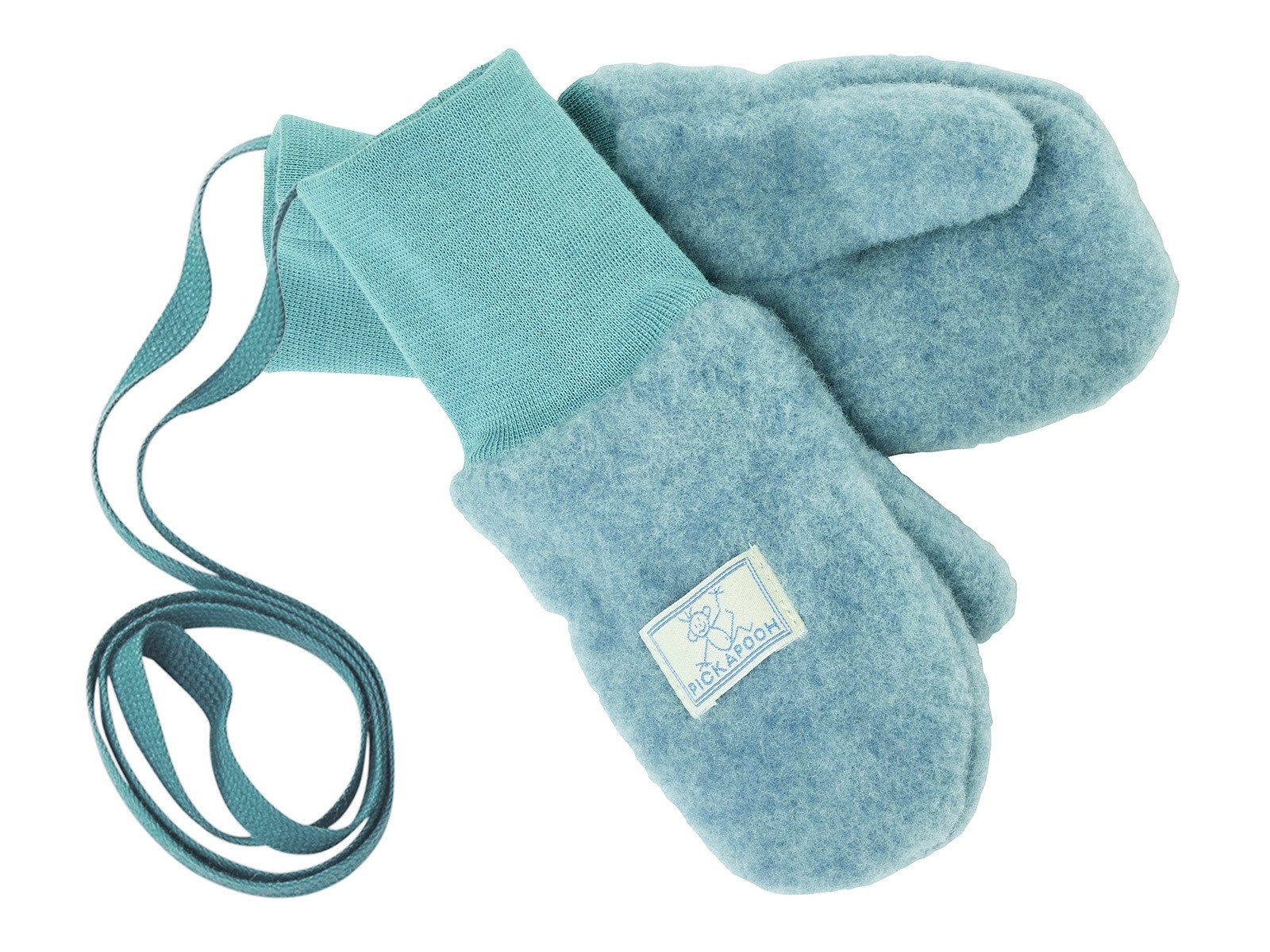 Pickapooh Baby und Kinder Fäustlinge Bio-Schurwolle Fleece sea green Gr.2 (bis 2 Jahre) mit Daumen