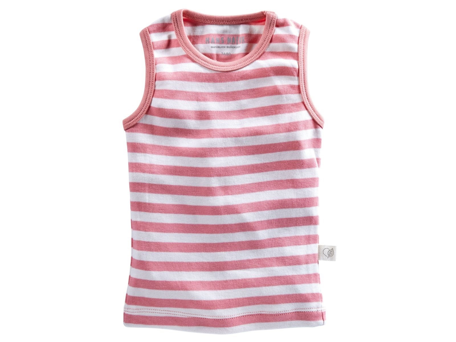Baby und Kinder Unterhemd Bio-Baumwolle rosa-off white Gr.98/104