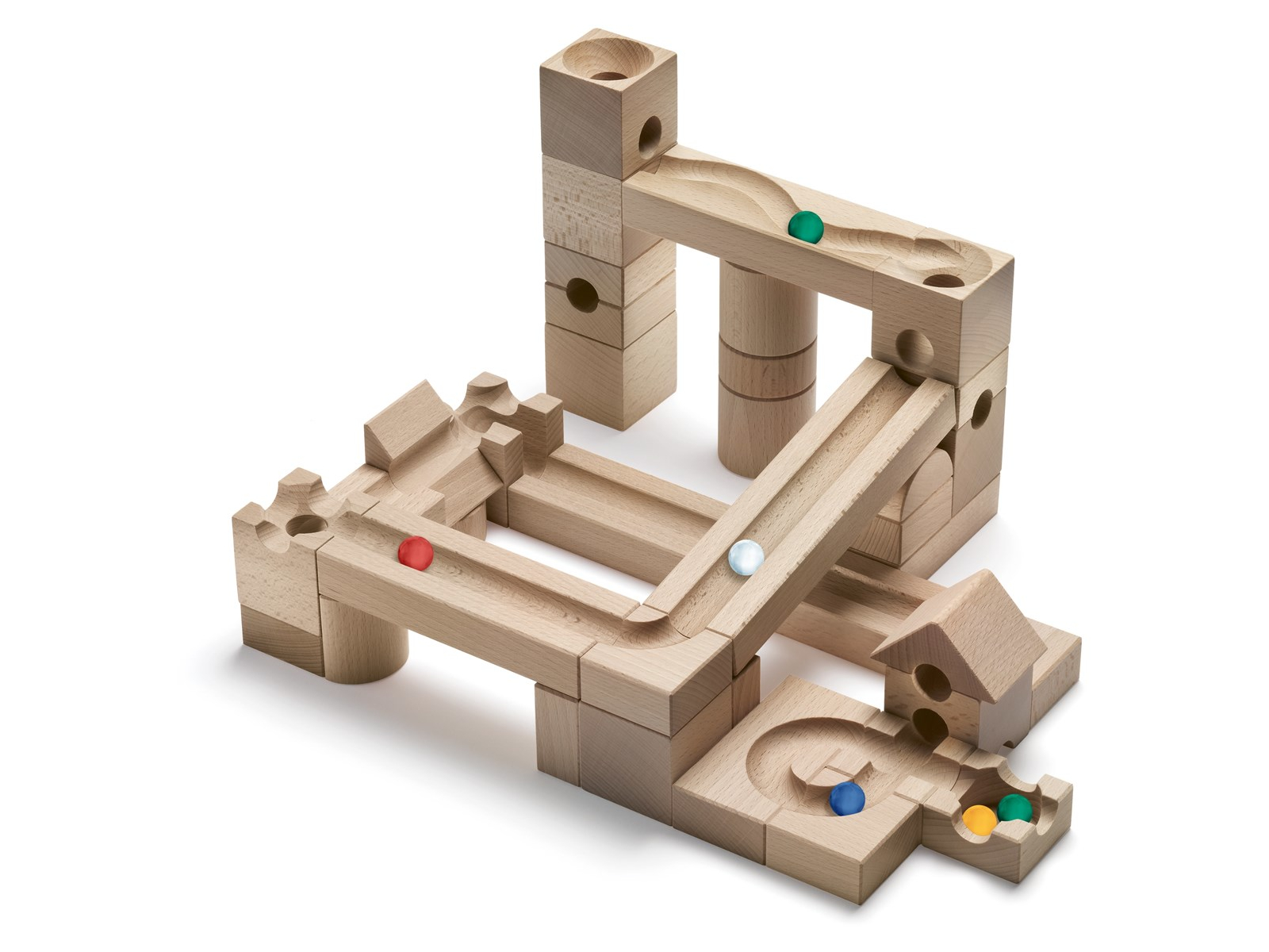 Kugelbahn Junior aus unbehandeltem Buchenholz Maße: 5 x 5 x 5 cm