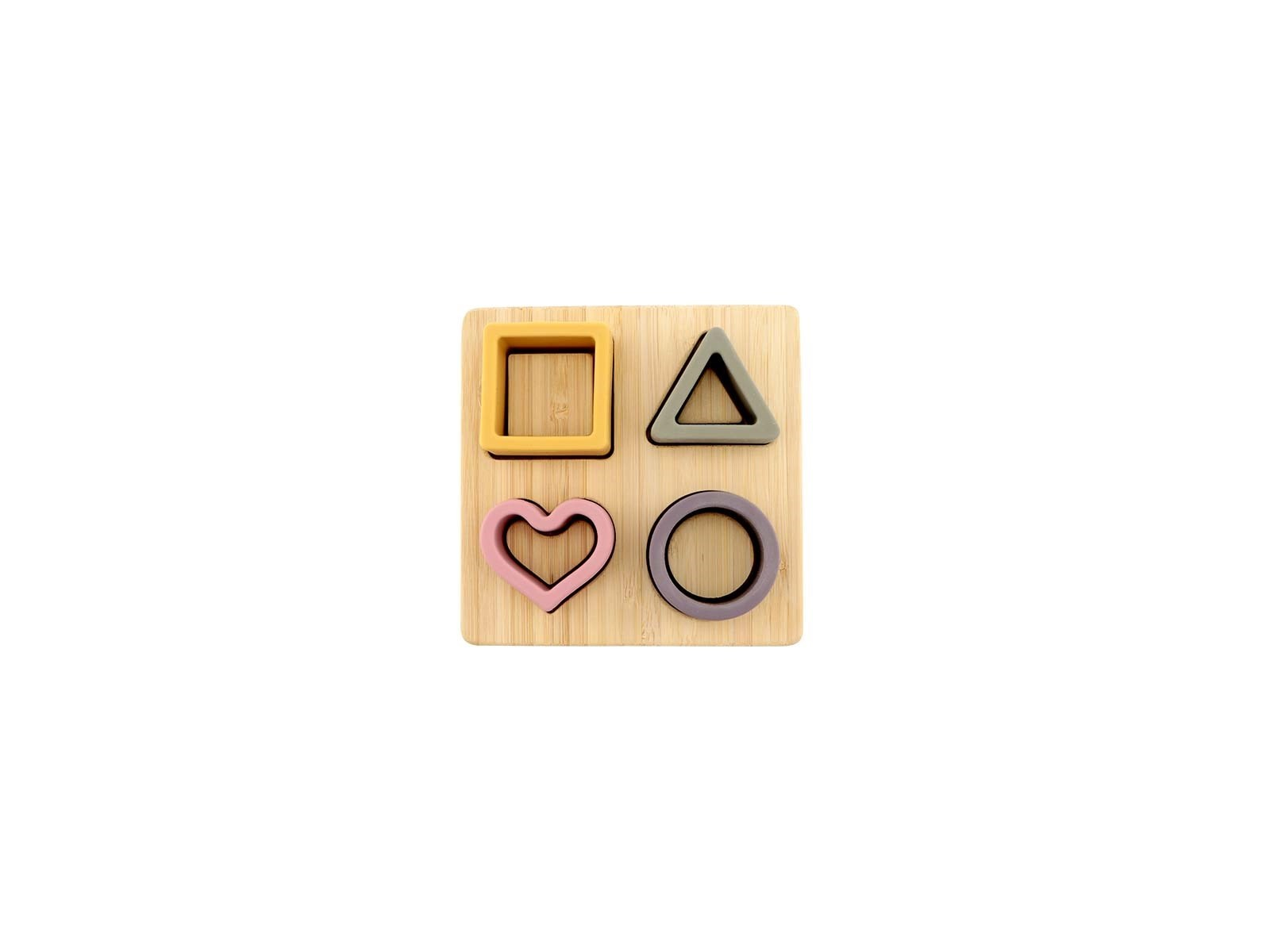 Steckspiel aus Silikon und Holz Maße 12 x 12 x 4 cm
