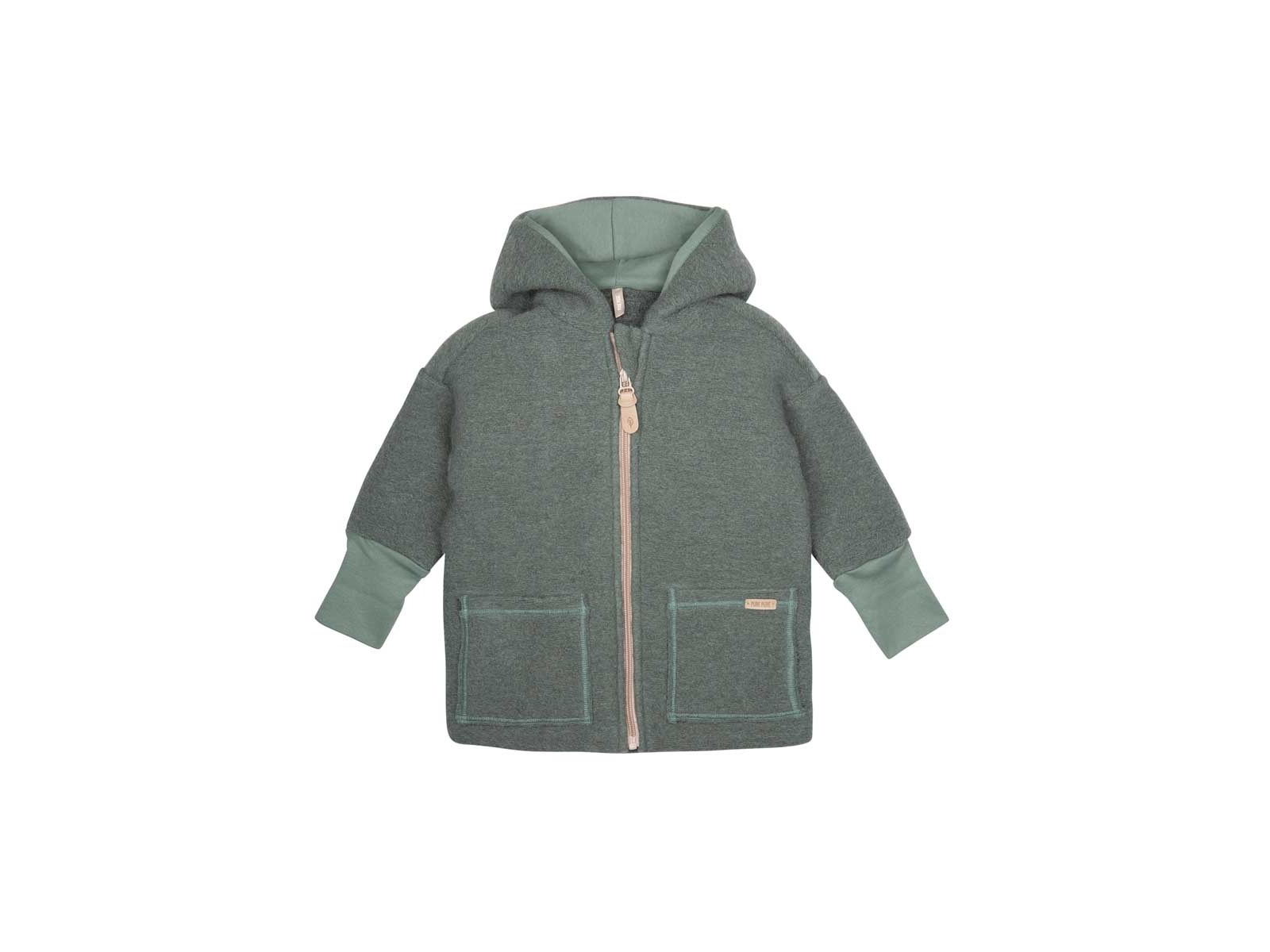 PURE PURE by Bauer Kinder Jacke mit Kapuze Bio-Schurwolle Walk salbei Gr.98/104