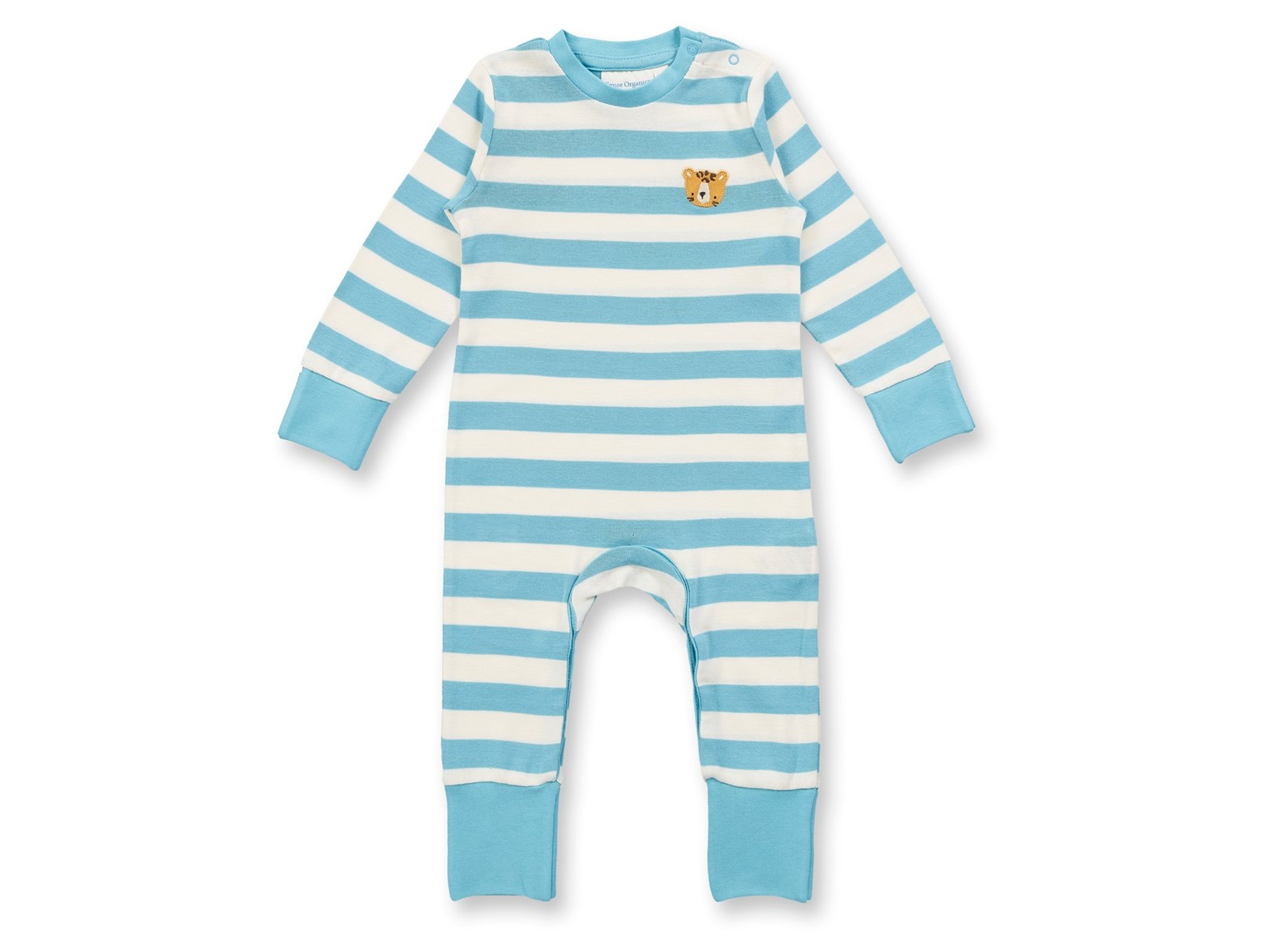 Sense Organics Baby und Kinder Schlafanzug mit Umschlagbündchen aqua Gr. 80 (9-12 Monate)