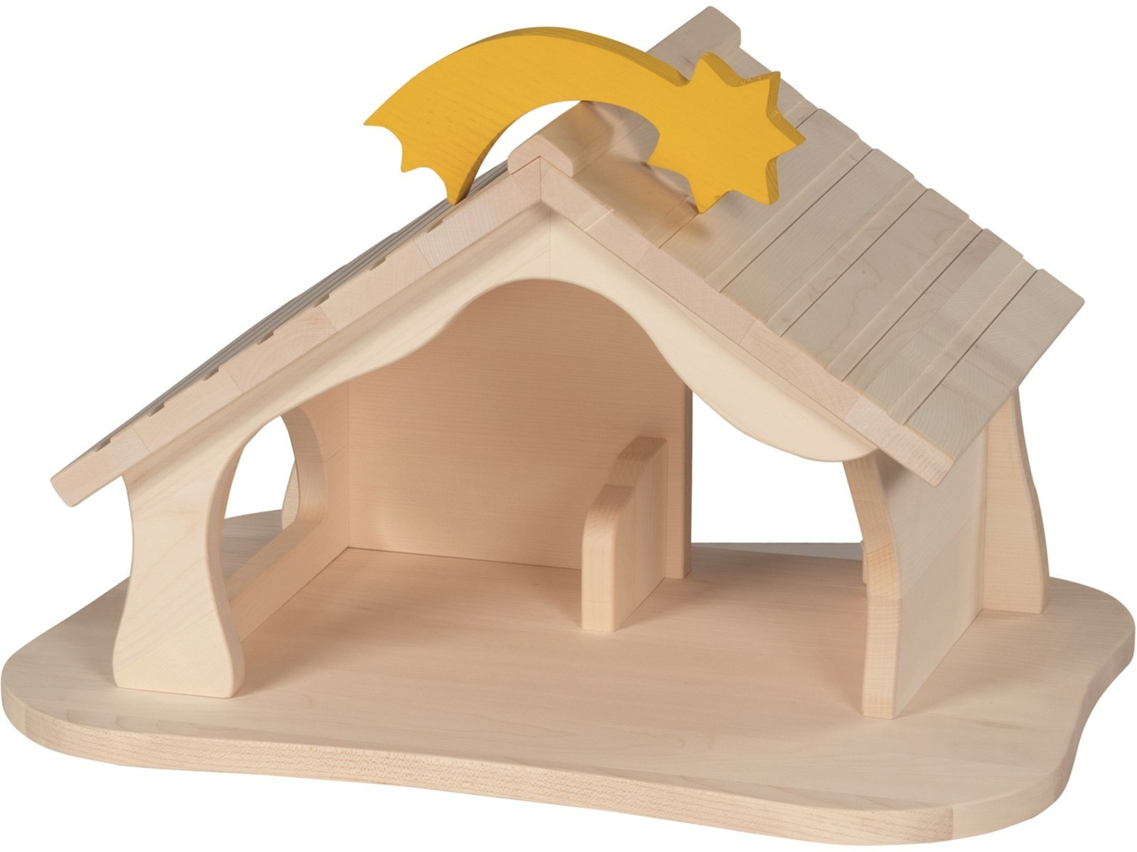 Holztiger Bauernhof und Krippe mit Weihnachtsstern (ohne Deko) Maße 54 x 37,4 x 31,8 cm
