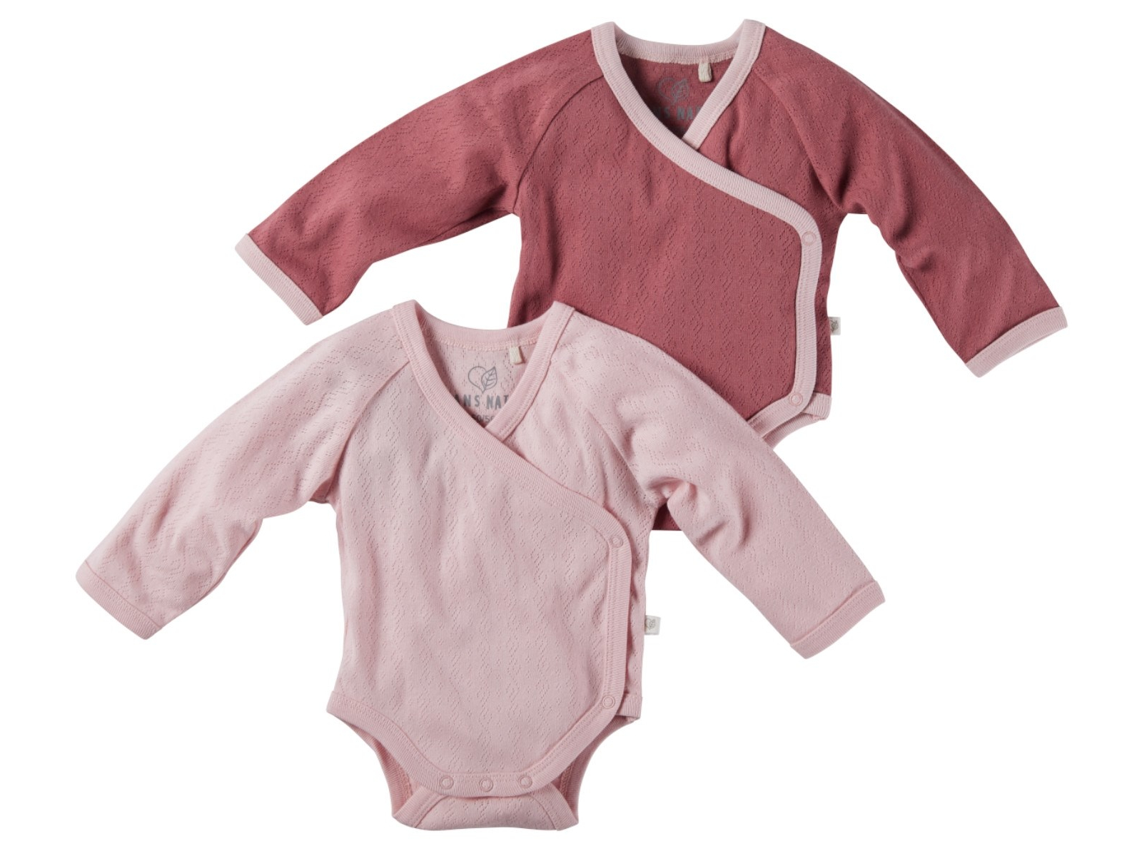 Baby Wickelbody Langarm Bio-Baumwolle 2er Set rosa-beere Gr. 50/56