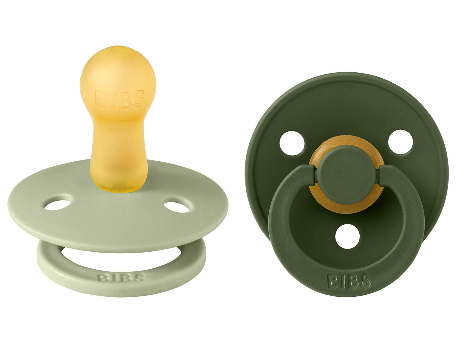 BIBS Schnuller Naturlatex "Colour" 2er Pack kirschförmig sage-hunter green 6-18 Monate
