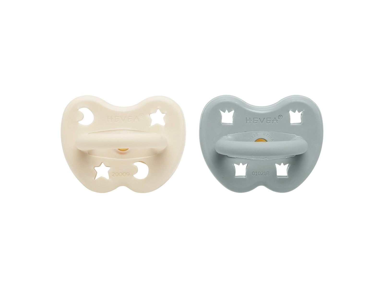 2er-Pack Schnuller Milky White & Gorgeous Grey ab 3 Monate, Naturkautschuk, Stern & Mond +