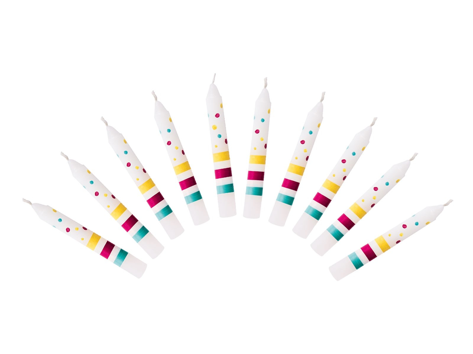 goki Geburtstagskerzen-Set 10 Stück bunt Höhe 10 cm, Durchmesser 13 mm