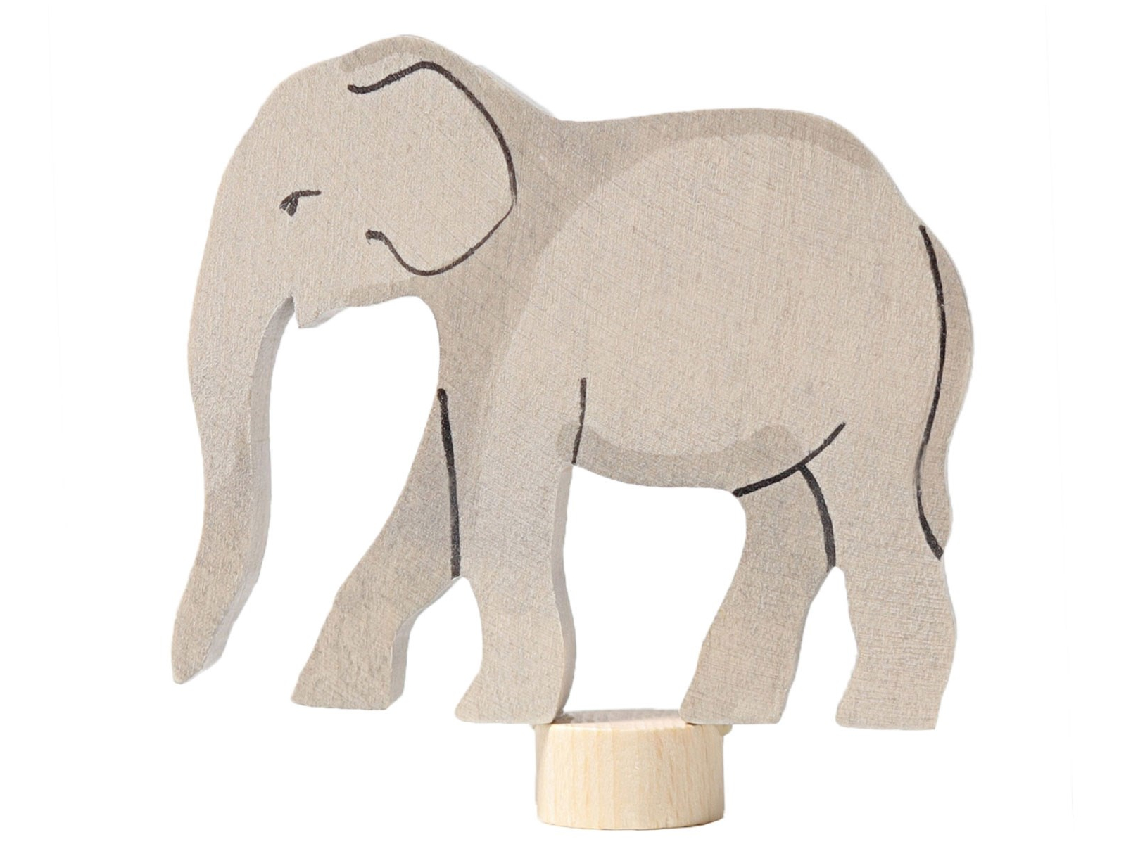 Grimms Elefant Steckfigur aus Lindenholz, bunt lasiert Höhe7 cm