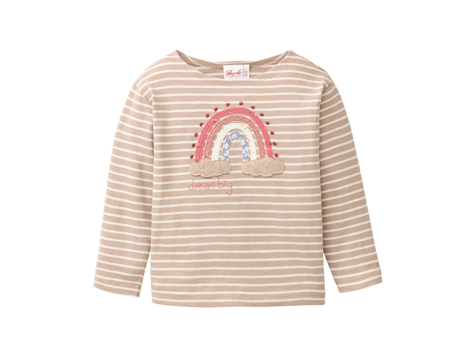 People Wear Organic Langarm-Shirt taupe geringelt 122/128