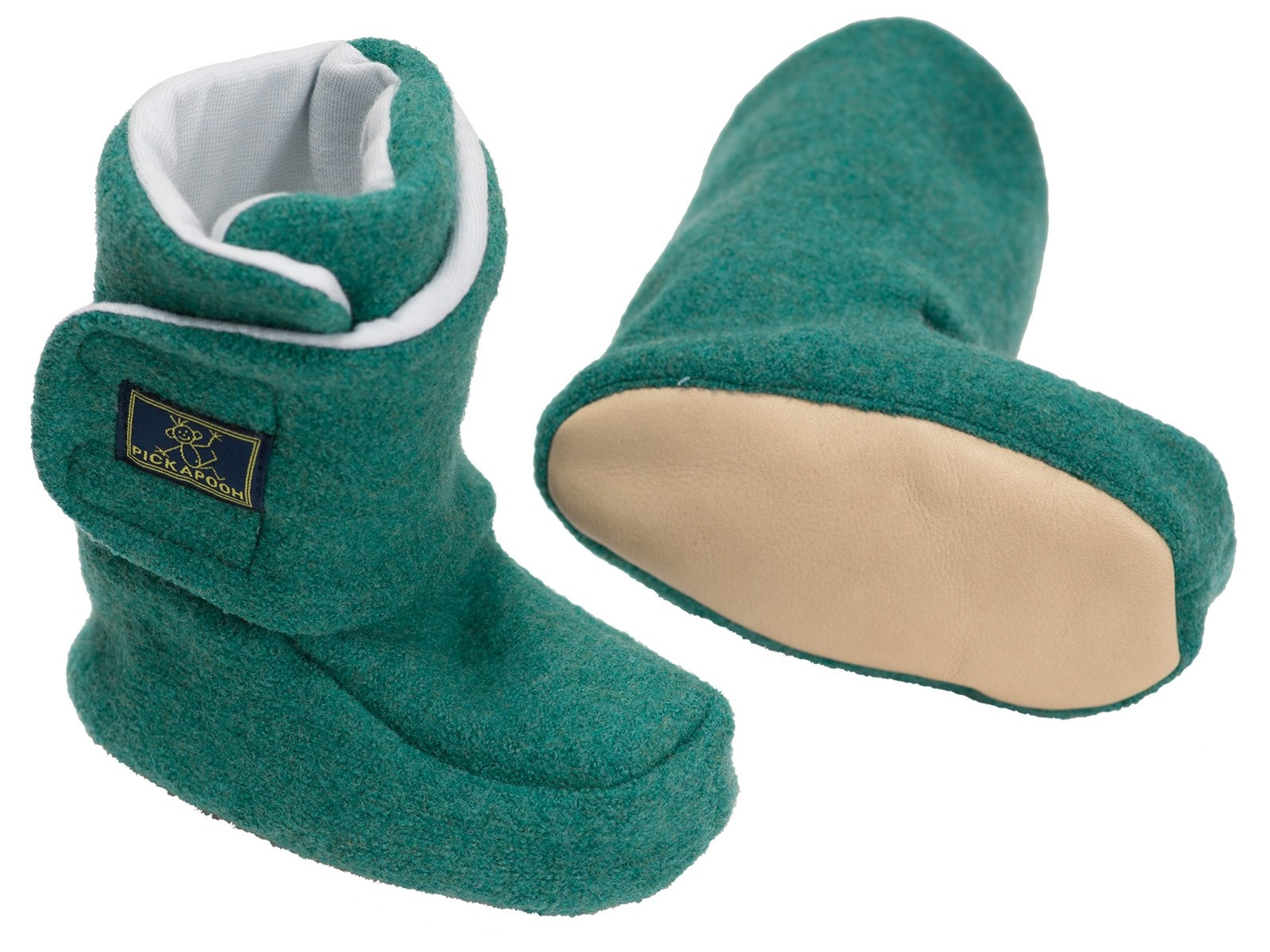 Pickapooh Baby Hausschuhe Walkpuschen melange-grün Gr.2 (3-6 Monate)