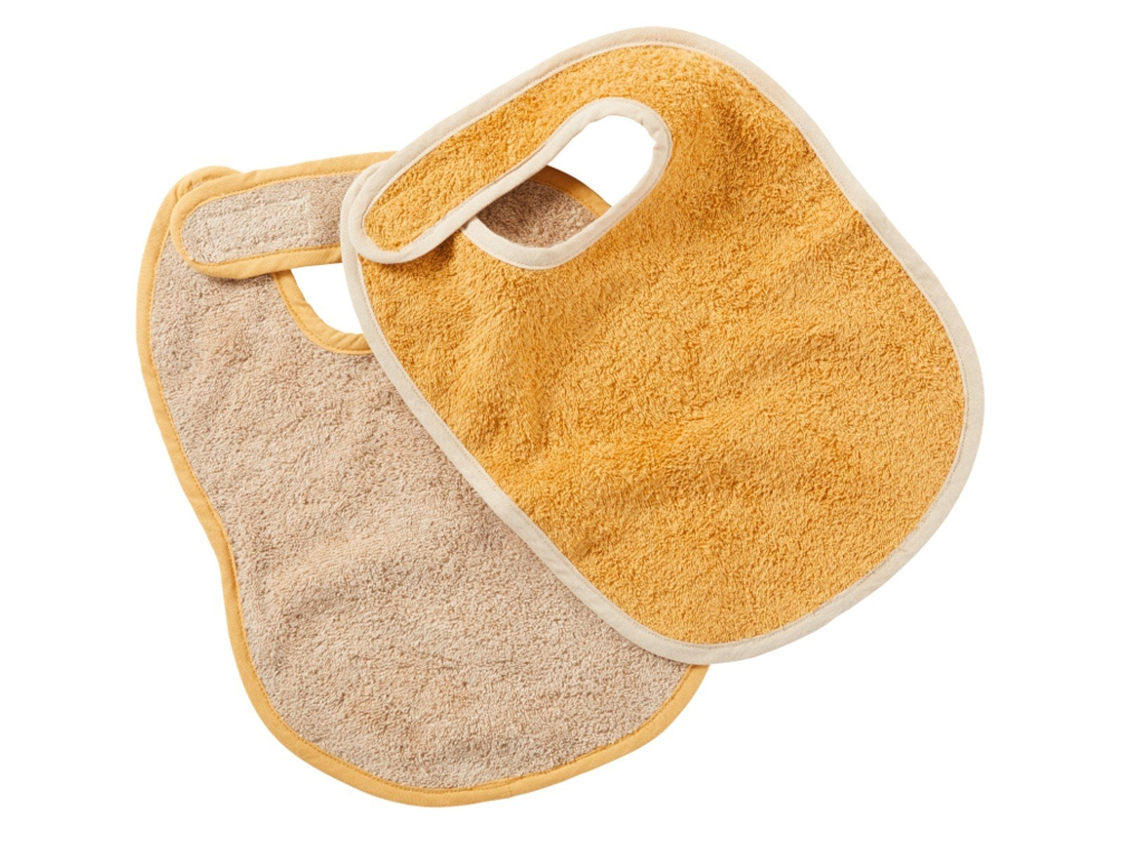 Lätzchen mit Klettverschluss Bio Baumwolle 2er Set curry Maße 32 x 27 cm